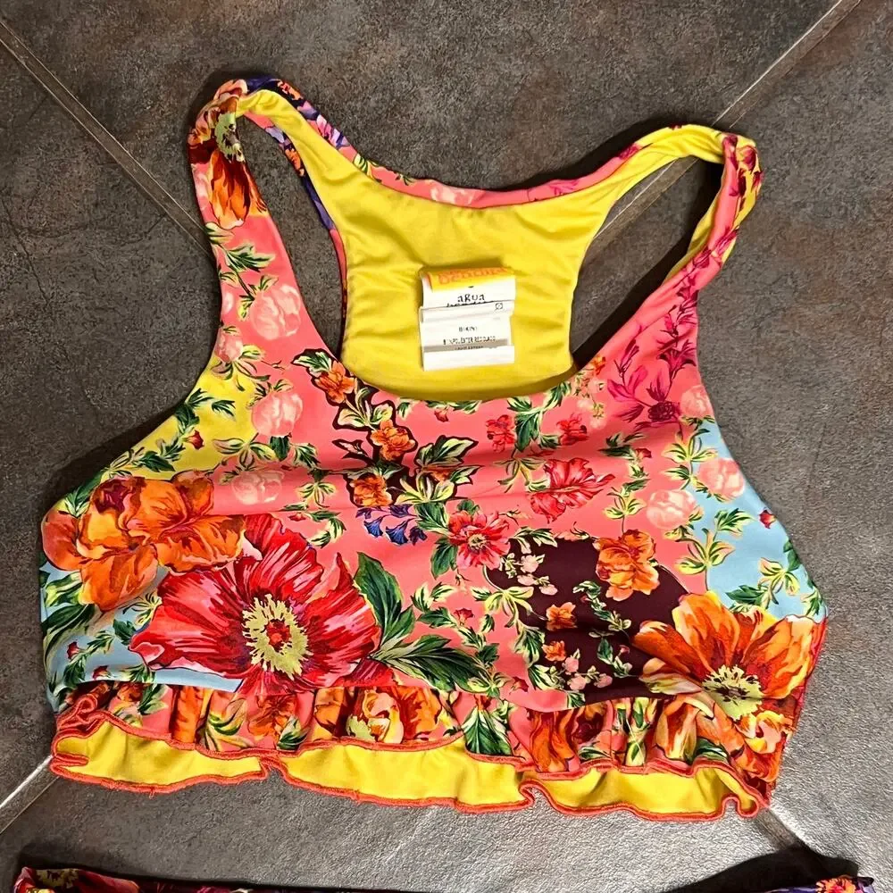 Agua Bendita girls floral 2 piece swimsuit size 2/3 T